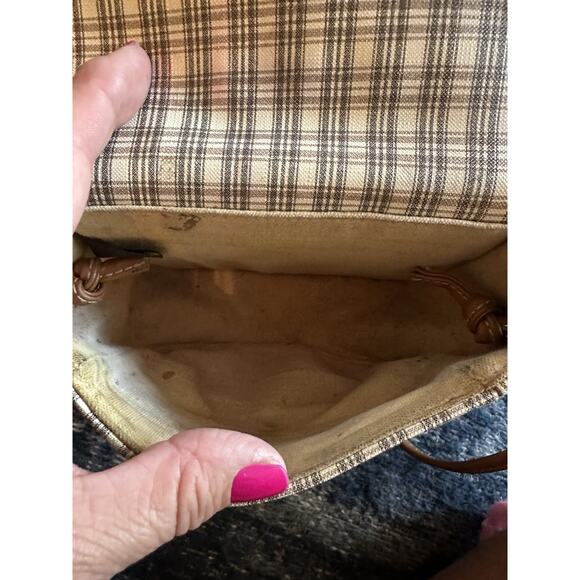 Vintage ESPRIT Mini Crossbody Purse 80s 90s Plaid~Beige Ivory Gray~Retro Hipster - Picture 8 of 8